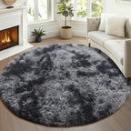 ONASAR Tie-Dyed Dark Grey Round Area Rug 4ft, Ultra Soft Bedroom Circle Rugs by ONASAR