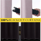 NICETOWN Pink Vintage Linen 100% Blackout Curtains - Image 4