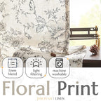 jinchan Linen Floral Curtains 63 Inch Length - Image 2
