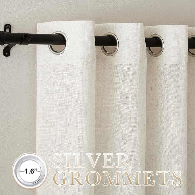 NICETOWN Linen Blend Living Room Curtains 84 inches Long, Grommet Flax Linen - Image 3