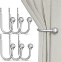 Hion Curtain Holdbacks Silver 6pcs, Curtain Tiebacks Wall Mounted Curtain Hooks by Hion