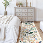 2x10 Washable Hallway Runner Rug: Long Floral Scalloped Soft Runners - Image 3