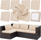8Pcs Outdoor Cushion Covers, Patio Cushion Covers, Stretch Elastic Slipcovers by dreahoteztil