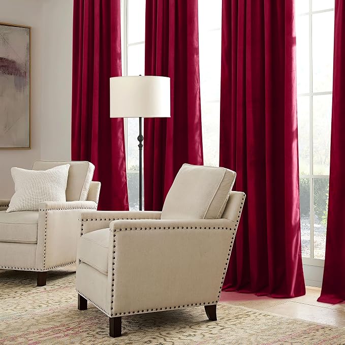 RYB HOME Red Velvet Curtains 84 inches - Image 4