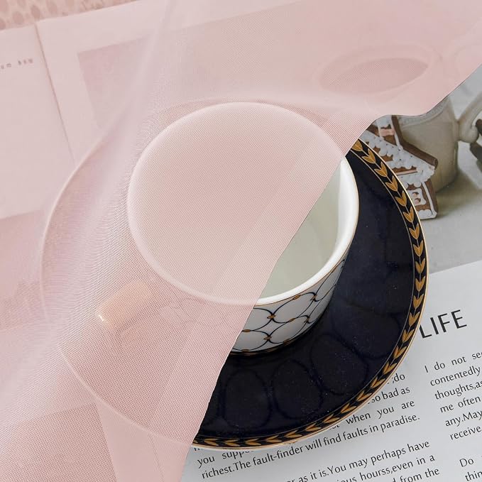 Aiyufeng Blush Pink Sheer Curtains 90 Inches Long 2 Panels Set, Light Filtering - Image 3