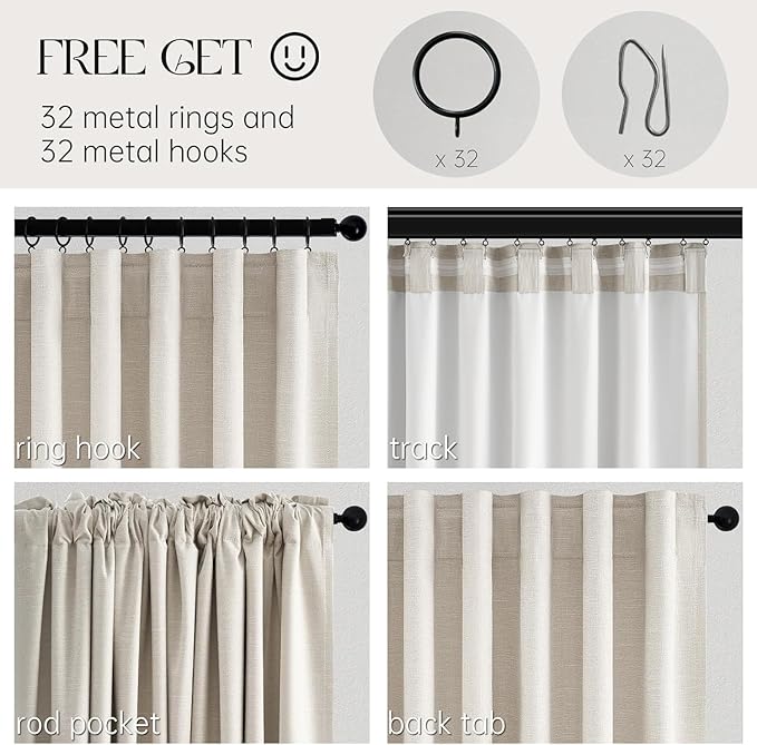 Cream Birch Blackout Curtains 72 Inches Extra Wide - Image 4