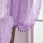 WAZZIO Boho Lace Curtains 84 Inch 2 Panels -Sheer Panel Drape Floral Pattern & - Image 7