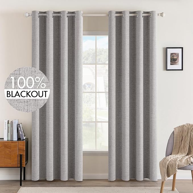 MIULEE Linen Texture 84 Inches Curtains by MIULEE