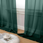 Aiyufeng Hunter Green Sheer Curtain Drapes 90 Inch Length 2 Panels - Image 8