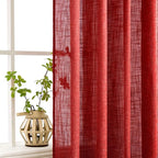MIULEE Red Linen Curtains 90 Inch Long - Image 5