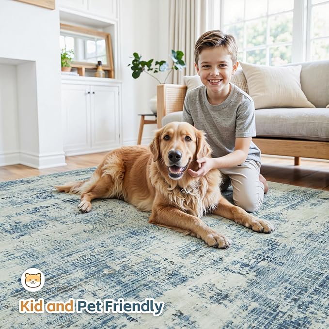 9x12 Area Rugs for Living Room Washable Rug: Anti-Skid Abstract Modern Living - Image 7