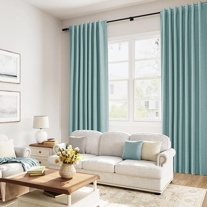 Guken 100% Blackout Linen Curtains 72 Inch Length 2 Panels Set - Image 8