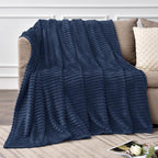 BEDELITE Fleece Throw Blanket for Couch – 3D Ribbed Jacquard Soft and Warm - Image 2