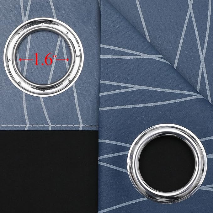 Estelar Textiler Navy Blue and Greyish White Ombre Short Blackout Cafe Curtains - Image 8