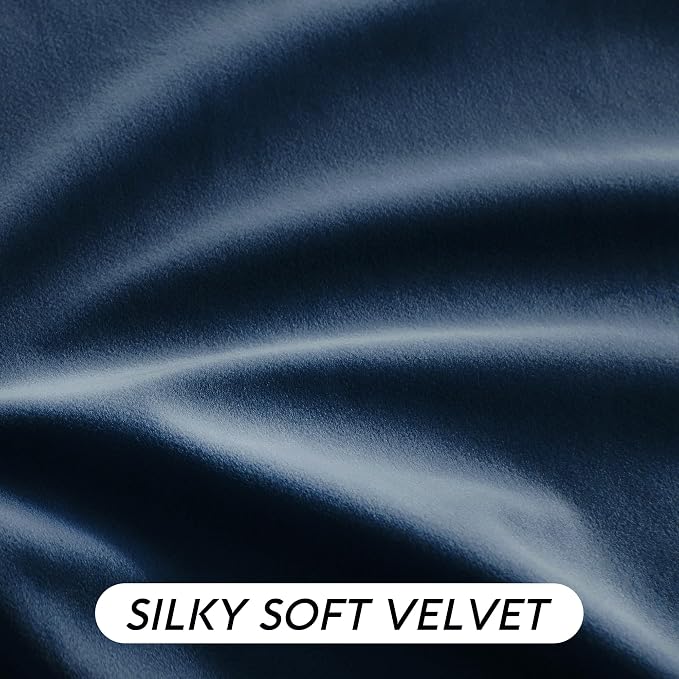 RYB HOME Navy Blue Velvet Curtains 84 inches- Velevt Blackout Curtains - Image 5