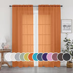 OWENIE Sheer Curtains 90 Inches Long 2 Panels Set by OWENIE