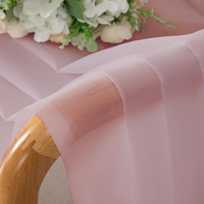 OVZME Blush Pink Sheer Curtains 45 Inches Long 2 Panels - Image 6
