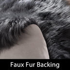 Latepis Dark Grey Round Rugs 4ft Circle Faux Fur Rug Washable Fluffy Furry Boho - Image 3