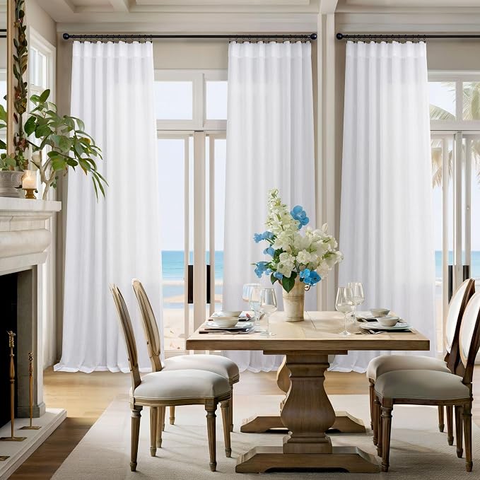 White Linen Curtains 38 Inch Wide - Image 2