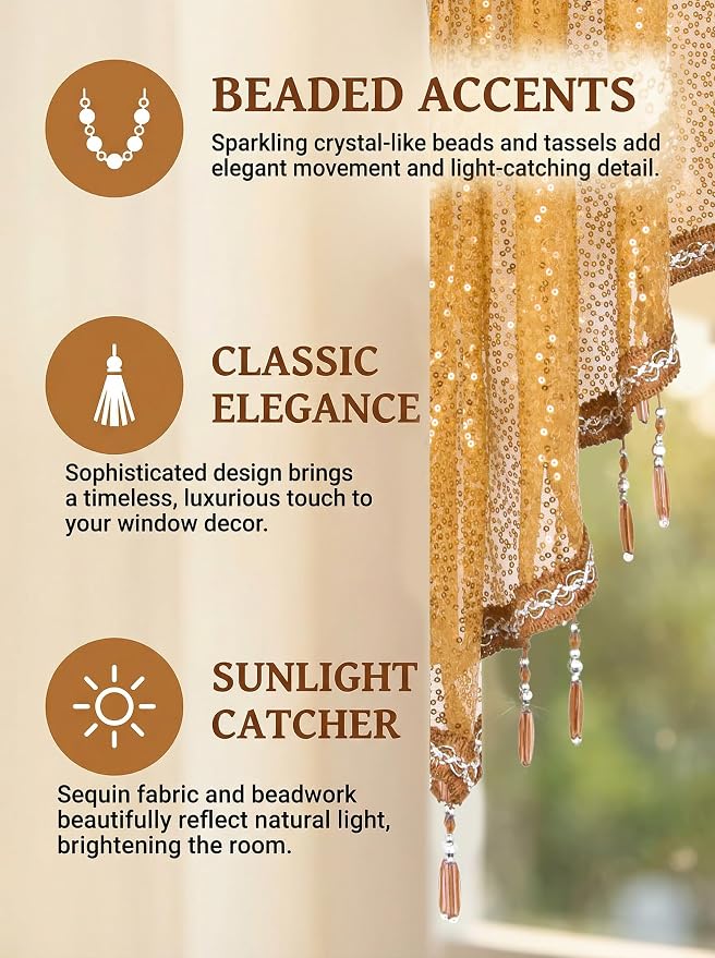 Molaxhome Swag Curtain 51 inch Length Rod Pocket Scalloped Curtain Valance - Image 5