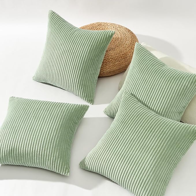Topfinel Sage Green Decorative Throw Pillow Covers Set of 4, Soft Velvet Modern - Image 6