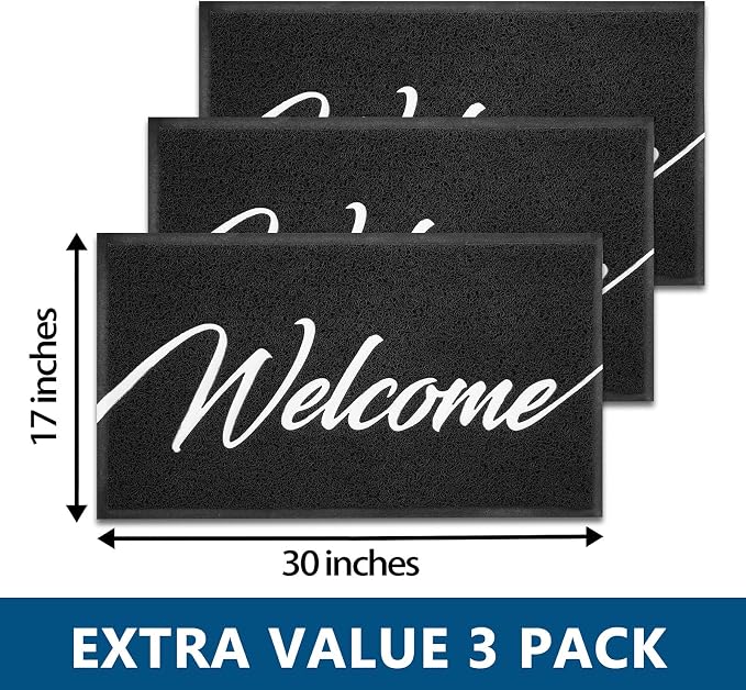 EARTHALL Door Mat 3-Pack Outside Inside Welcome Doormat 30"x17.5" Durable Floor - Image 3