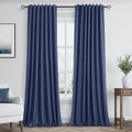 Guken Classic Blue 100% Blackout Linen Curtains 90 Inch Length 2 Panels Set by Guken