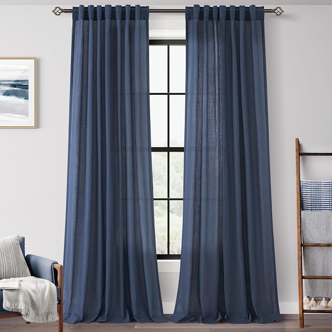 Navy Blue Curtains 92 inch Length by Jolilight