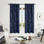 Deconovo Blackout Curtains, Thermal Insulated Soundproof Drapes, Branch Silver - Image 2