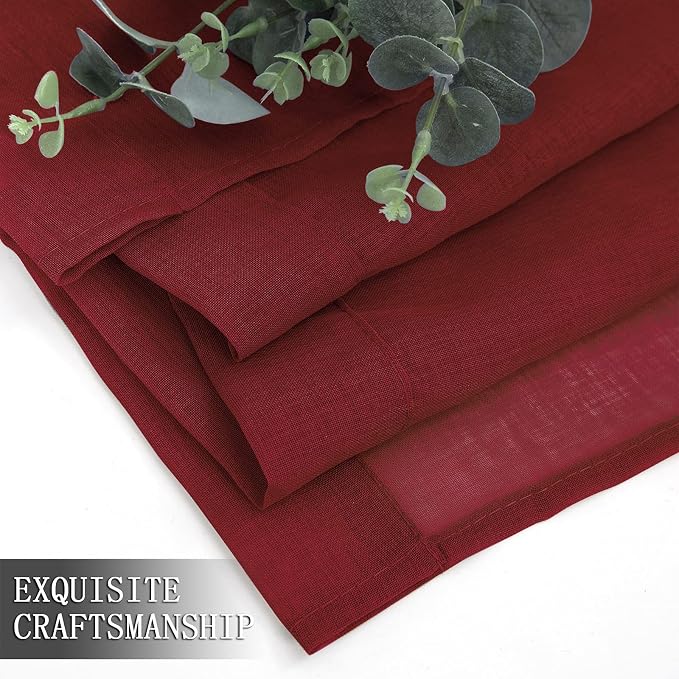 Tollpiz Sheer Tier Curtain Linen Textured Half Kitchen Curtains Sheer Light - Image 7