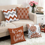 Hexagram Geometric Burnt Orange Pillow Covers 16x16 Set of 4, Decorative - Image 5