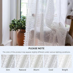 WAZZIO Boho Lace Curtains 72 Inches 2 Panel, Light Filtering Privacy Tassel & - Image 5