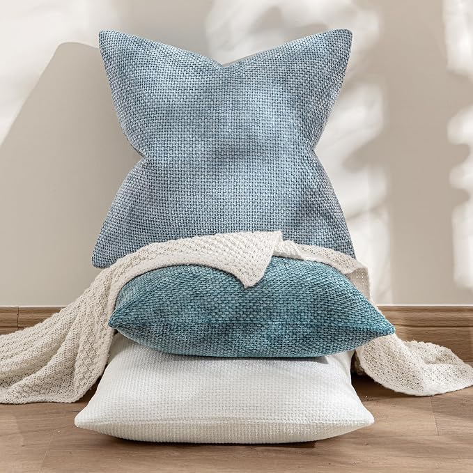 MIULEE Pack of 2 Couch Throw Pillow Covers 18x18 Inch Coastal Light Blue Modern - Image 4