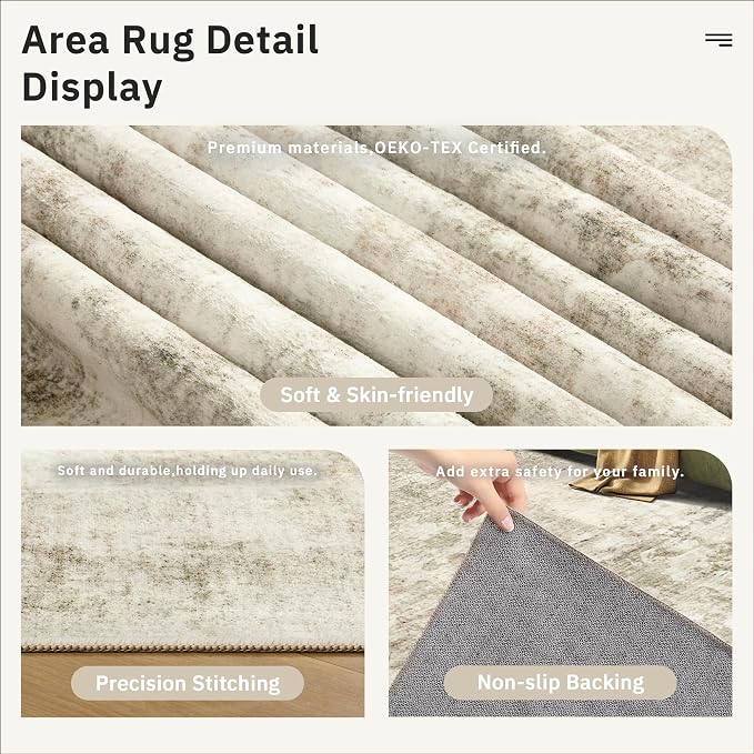 4x6 Area Rugs for Living Room, Vintage Washable Rugs for Dining Room, Home - Image 6