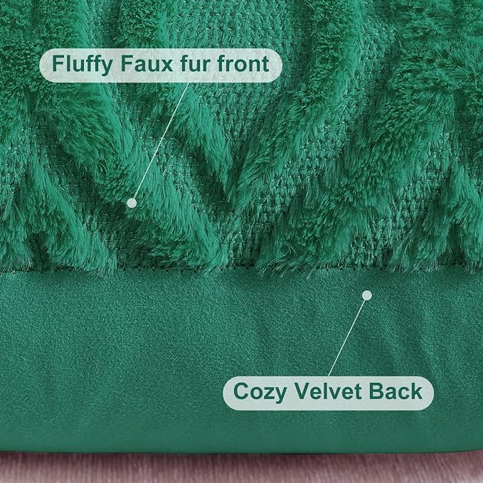 decorUhome Throw Pillow Covers 12x20 Inch Set of 2, Soft Plush Faux Wool Green - Image 6