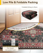 RELEANY Area Rugs 9'x12' Washable Non-Slip, Floral Vintage Distress Print - Image 4