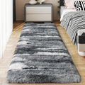 Soft Runner Rugs for Bedroom Hallways, 2x5 Abstract Grey Fluffy Shag Throw Area by Ailyei
