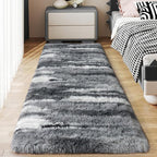 Soft Runner Rugs for Bedroom Hallways, 2x5 Abstract Grey Fluffy Shag Throw Area by Ailyei
