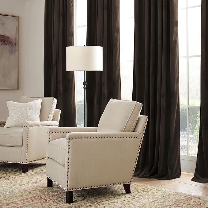 RYB HOME Brown Blackout Curtains 90 inches Long Velvet, Room Darkening Thermal - Image 6