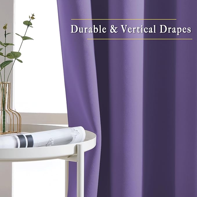 NICETOWN Lilac Purple Blackout Curtains 102 inches Long, Grommet Thermal - Image 5