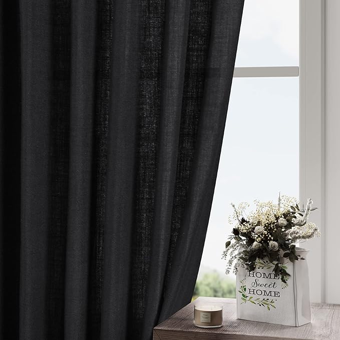 Nanspring Long Black Curtain 100 inches Long 2 Panels Set - Image 2