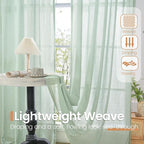 BGment Light Green Linen Semi Sheer Curtains 84 Inches Long - Image 4