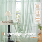 BGment Sage Green Linen Kitchen Curtains 36 Inch Length - Image 4