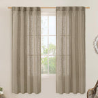 LAMIT Taupe Linen Curtains for Bedroom, 72 Inch Length Light Filtering Semi by LAMIT