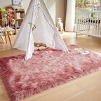 AMTOVO Faux Fur Sheepskin Rug for Living Room, 4 x 6 ft Blush Pink Fluffy Area - Image 6