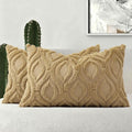 decorUhome Throw Pillow Covers 12x20 Inch Set of 2, Soft Plush Faux Wool Khaki by decorUhome