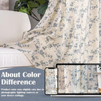 Lazzzy Farmhouse Linen Curtains Extra Long Blue Floral Curtains 108 Inch Long - Image 6