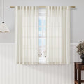Cream Linen Sheer Curtains 54 Inch Length 2 Panel Set Back Tab Pocket Semi by Nanspring