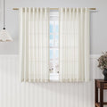 Nanspring Cream Linen Back Tab Rod Pocket Curtains 52 Inch Length by Nanspring