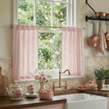 RYB HOME Cafe Striped Curtains for Kitchen Bathroom Small Window, Linen by RYBHOME